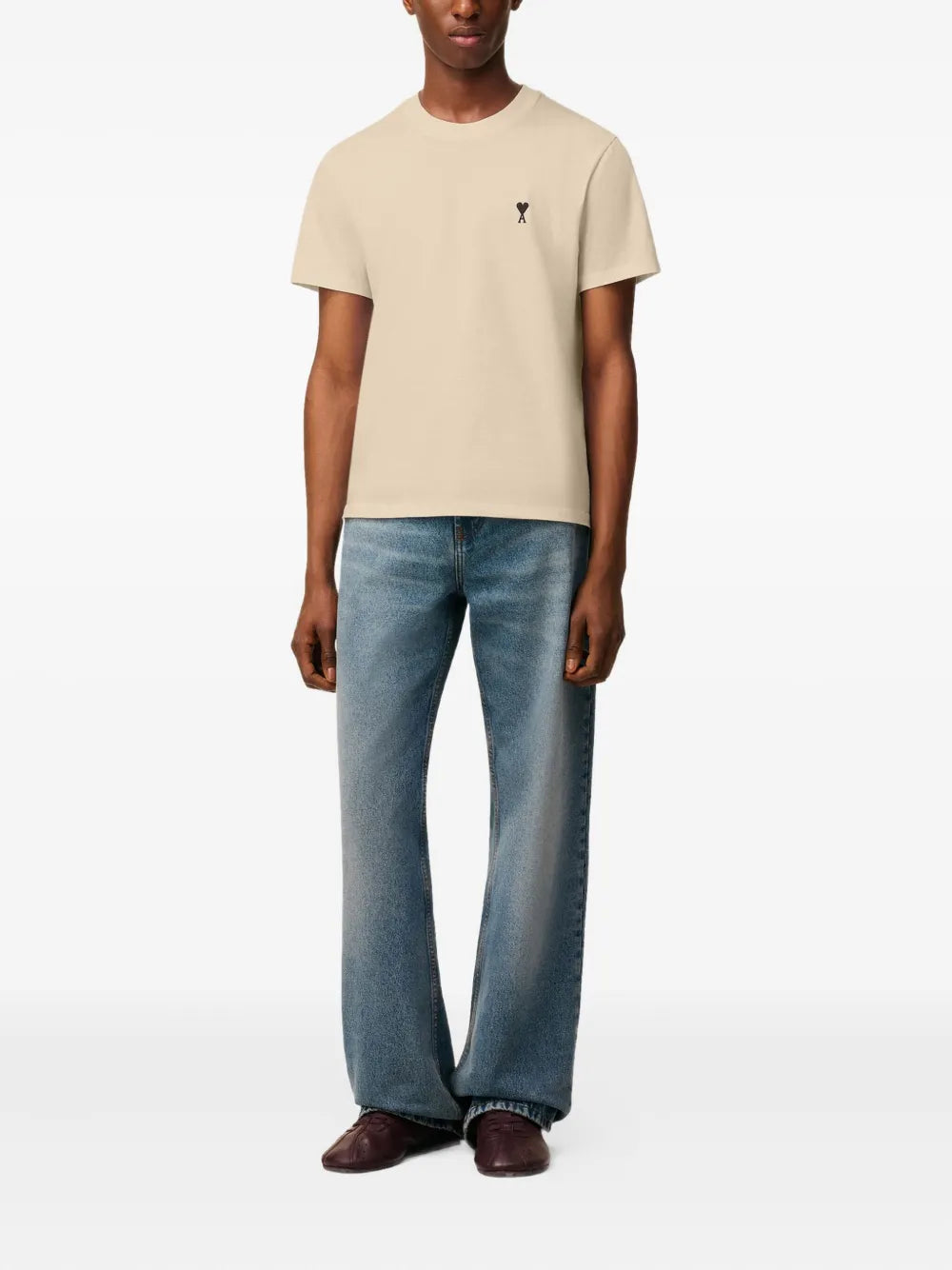 T-shirt Beige Ami De Coeur Noir En Coton — Ami Paris — vue 2