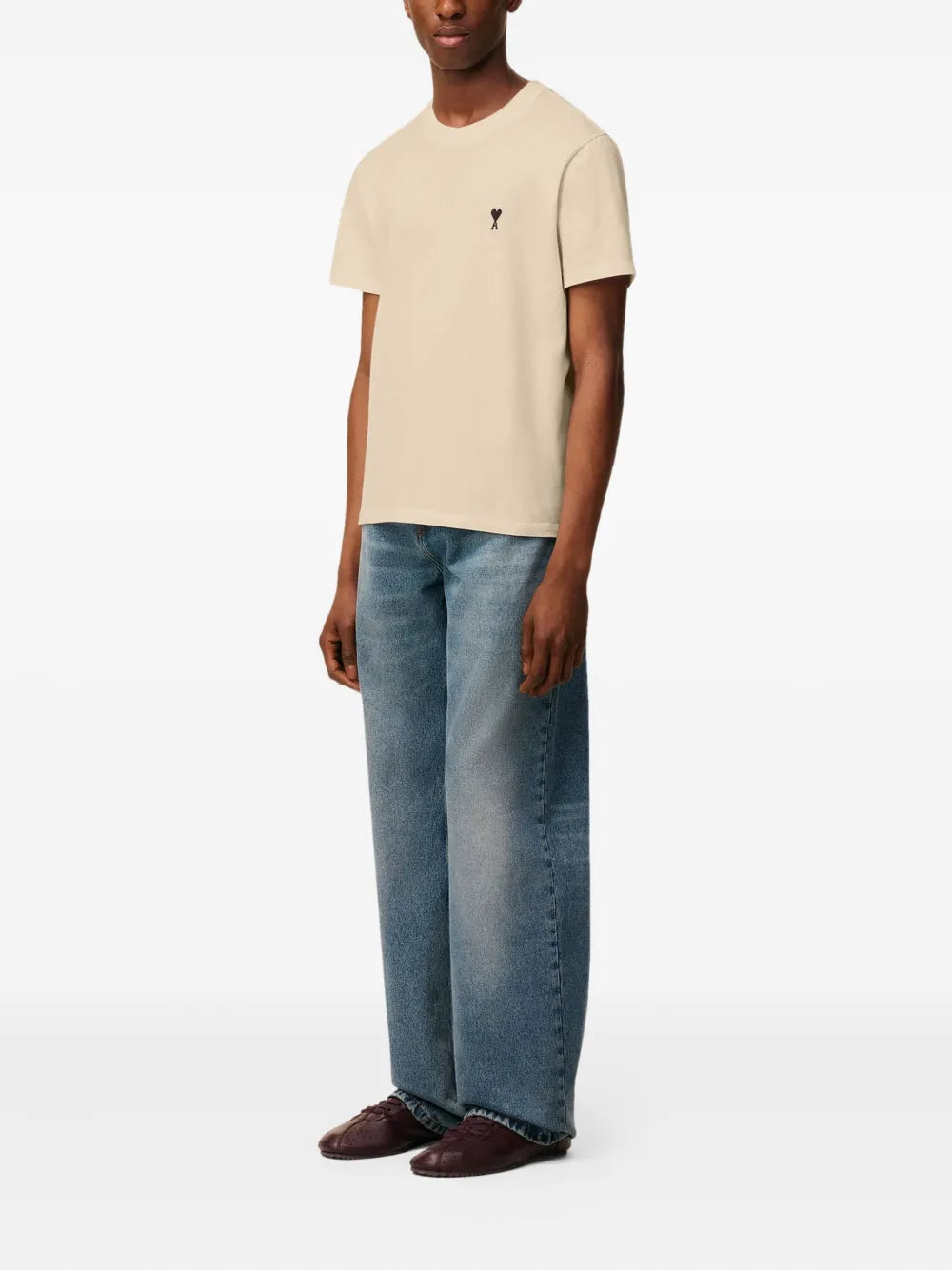 T-shirt Beige Ami De Coeur Noir En Coton — Ami Paris — vue 3