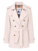 Trench court ceinturé en coton technique rose poudré