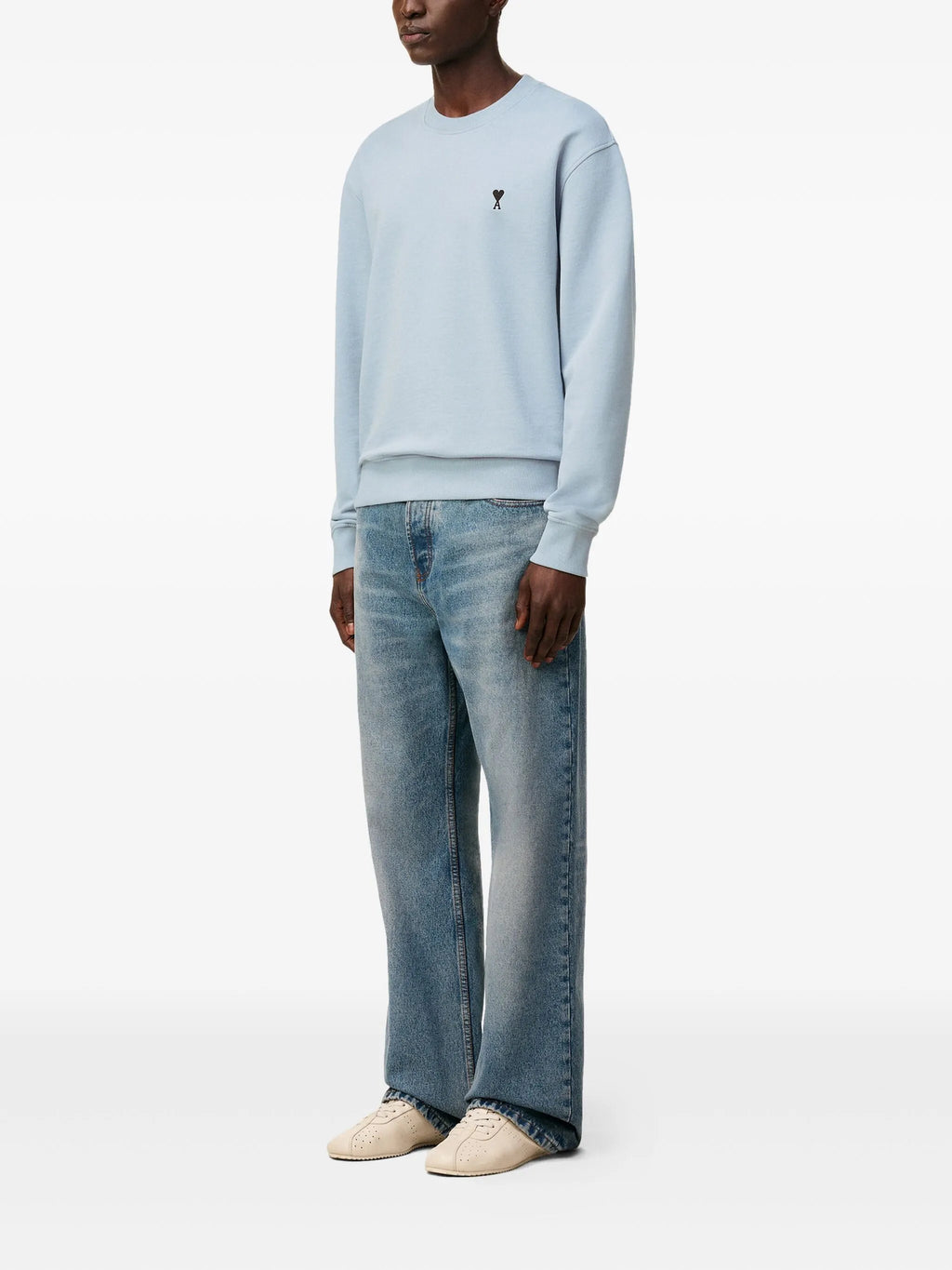 Sweatshirt Bleu Ciel Ami De Coeur Noir en Coton — Ami Paris — vue 3