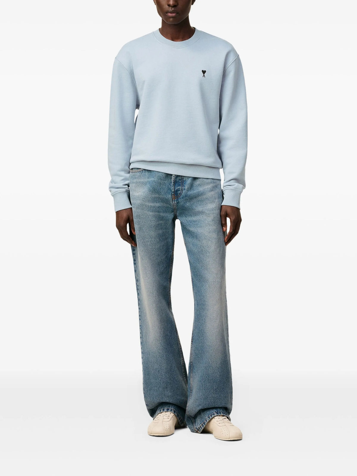 Sweatshirt Bleu Ciel Ami De Coeur Noir en Coton — Ami Paris — vue 2