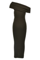 Robe longue en maille côtelée torsadée