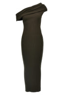 Robe longue en maille côtelée torsadée