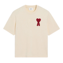 T-Shirt Beige Patch Ami de Coeur Rouge En Coton