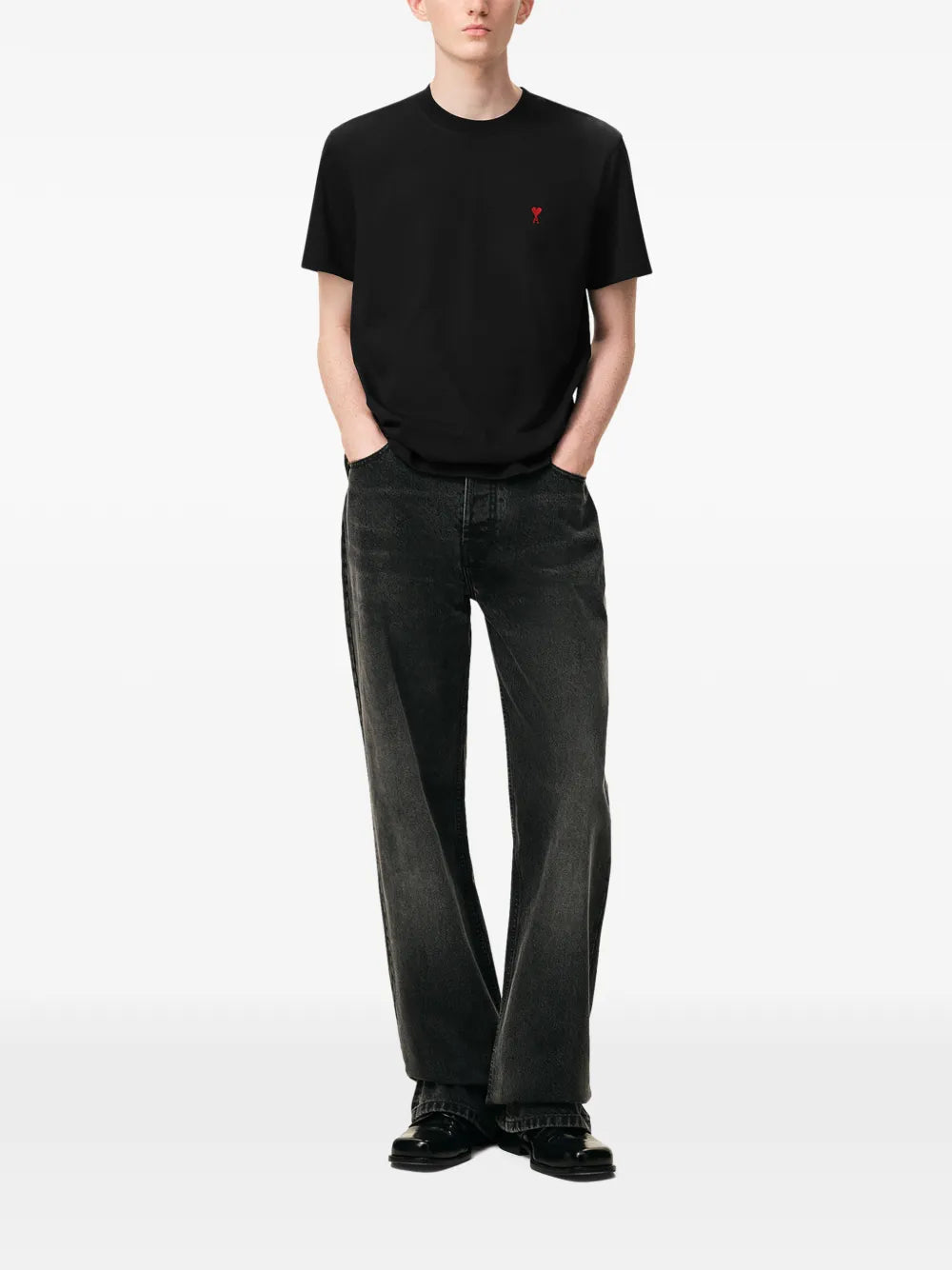T-shirt Noir Ami de Coeur Rouge en Coton — Ami Paris — vue 2