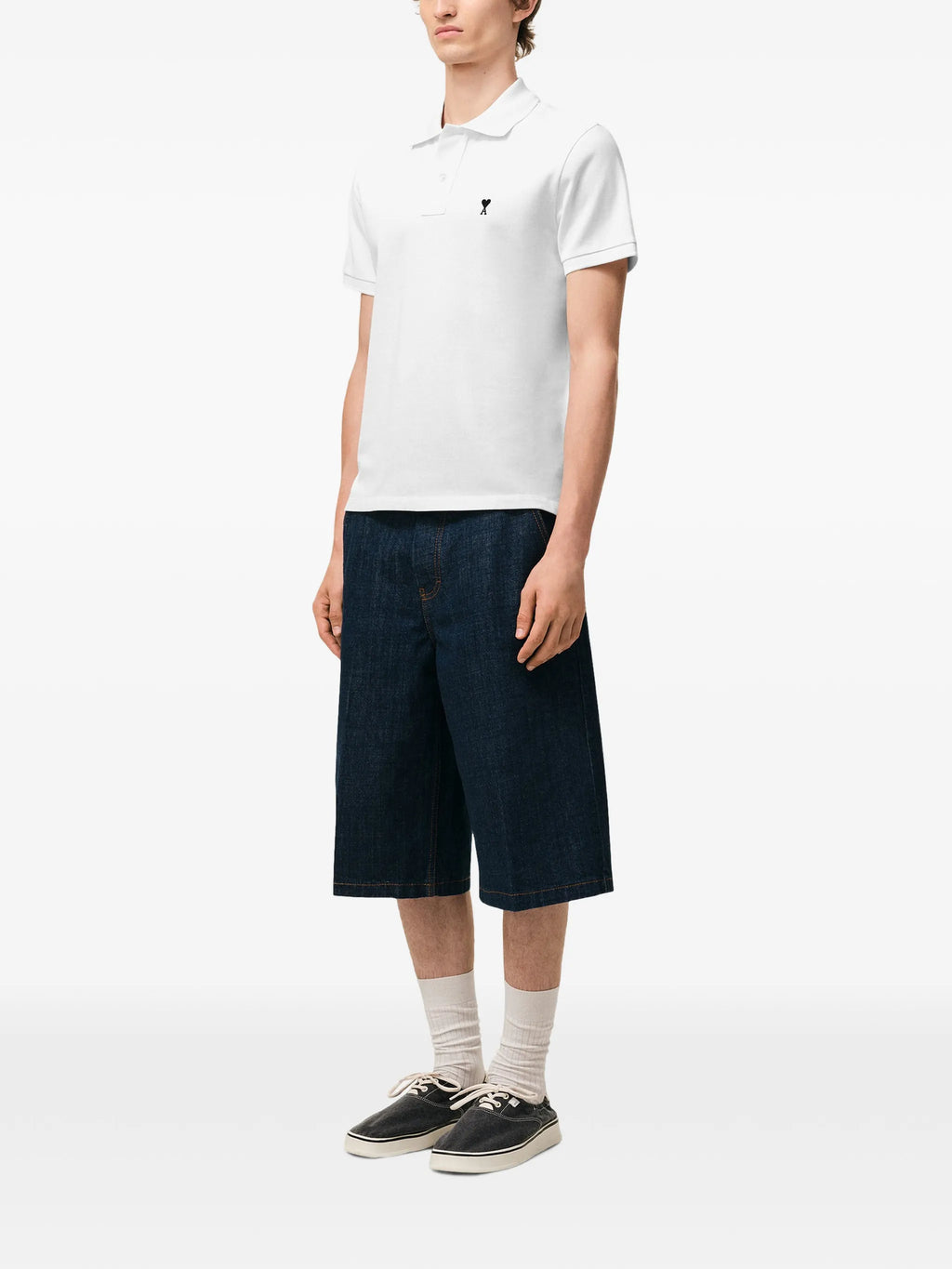 Polo Blanc Ami de Coeur Noir en Coton — Ami Paris — vue 3