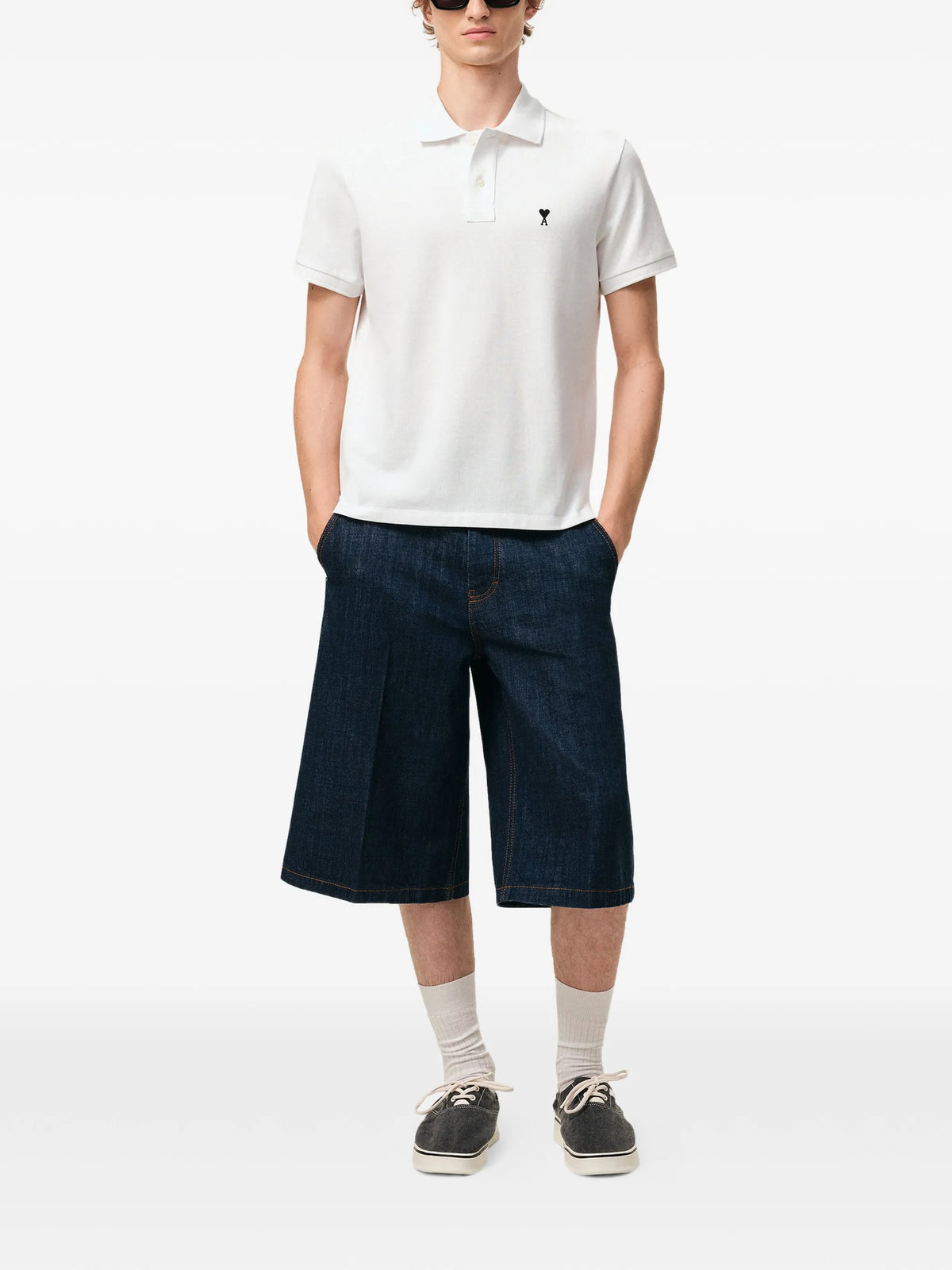 Polo Blanc Ami de Coeur Noir en Coton — Ami Paris — vue 2