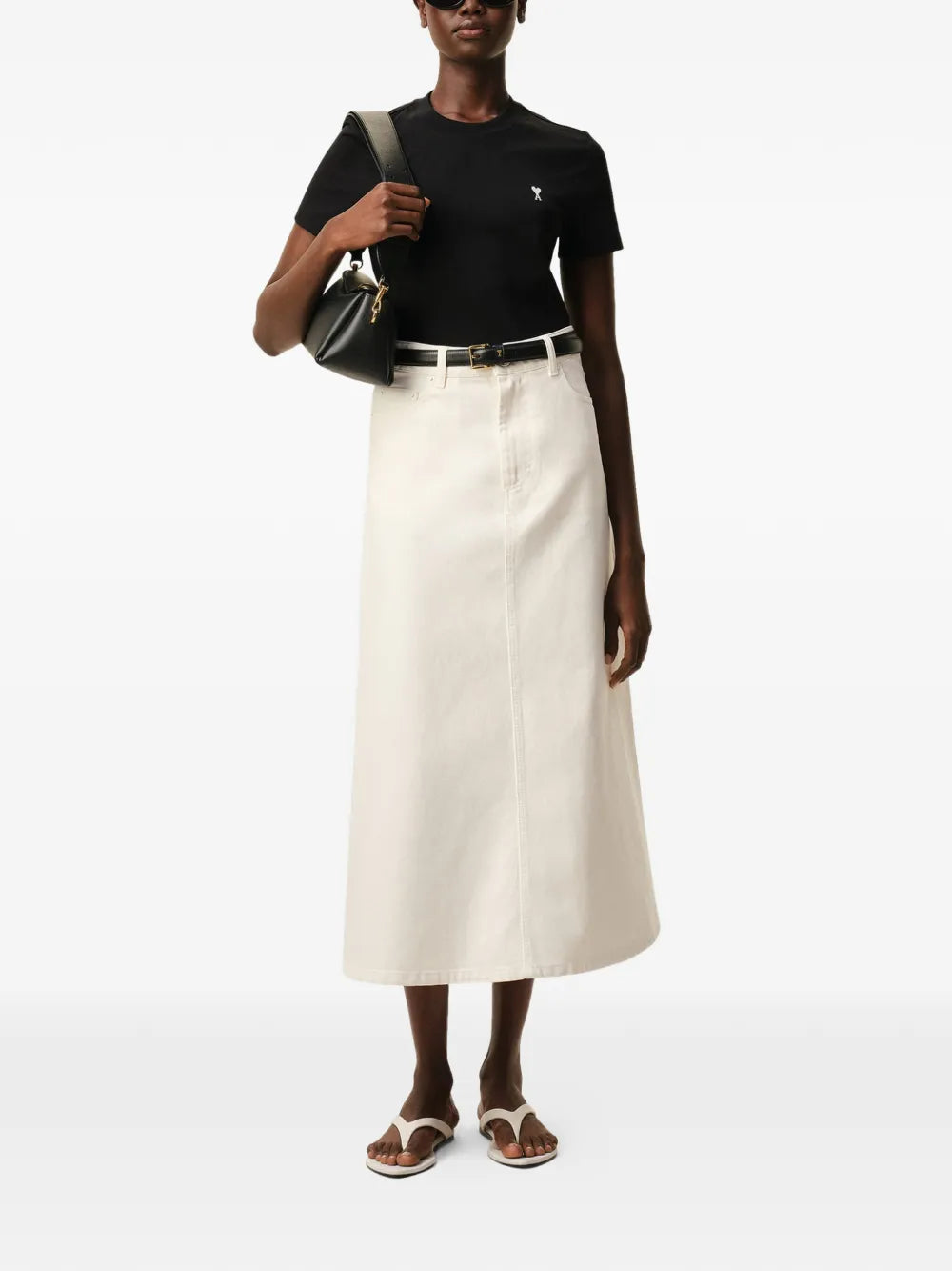 T-shirt Noir Ami de Coeur Blanc en Coton — Ami Paris — vue 6
