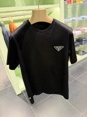 T-shirt en interlock avec logo triangulaire blanc noir