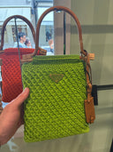 Sac seau en crochet vert pomme à anses effet bambou
