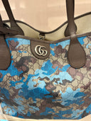 Cabas monogrammé camouflage bleu grand format