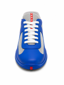 Prada Cup Sneakers en maille et cuir bleu électrique