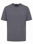T-shirt en jersey de coton gris plomb avec logo brodé ton sur ton