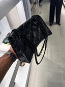 Sac porté épaule Crush Chain matelassé noir – Crush Chain Bag S