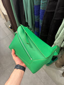 Sac bandoulière structuré en cuir lisse vert tropical