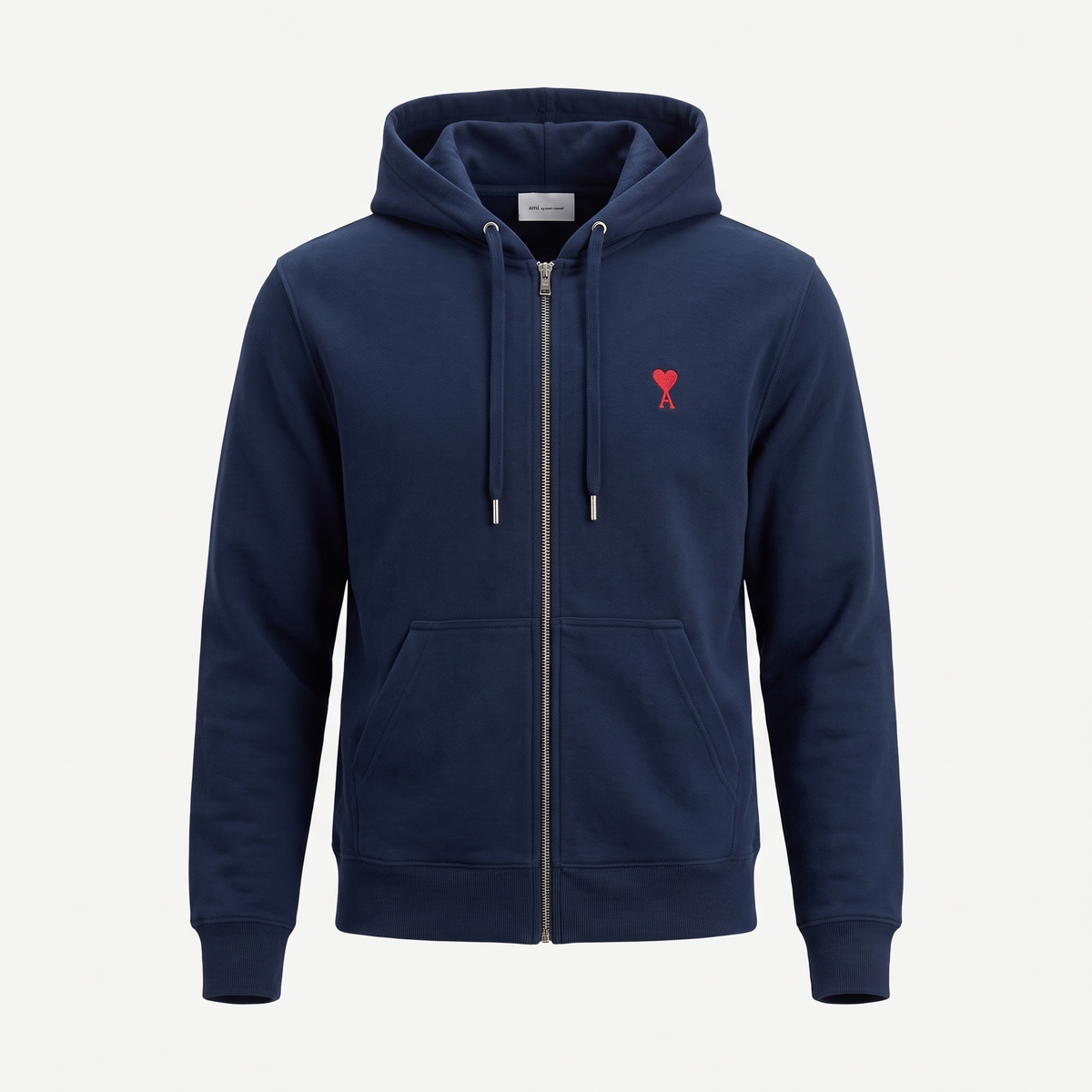 Hoodie Zippe Ami De Coeur Rouge Bleu en Coton – face