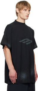 Balenciaga T-shirt Logo Oversize Noir Délavé