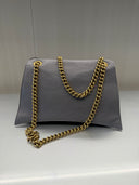 Sac Crush Chain Medium en cuir gris anthracite