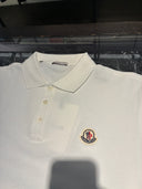 Polo piqué blanc à bandes latérales tricolores