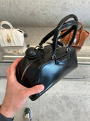 Sac bowling compact en cuir lisse noir