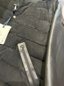 Blouson matelassé bi-matière effet cuir noir