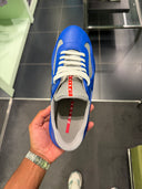 Prada Cup Sneakers en maille et cuir bleu électrique