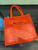 Sac cabas ajouré en raphia crochet orange