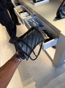 Sac matelassé noir à chaîne noire – Crush Chain Bag XS