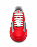 Prada Cup Sneakers en maille et cuir rouge vif