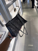 Sac métallisé gris acier à chaîne finition canon de fusil – Crush Chain Bag S
