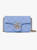 Mini sac matelassé monogrammé bleu lavande à chaîne