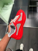 Prada Cup Sneakers en maille et cuir rouge vif