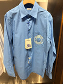 Chemise oversize bleue pervenche à logo graphique