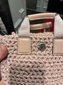 Mini sac cabas tressé effet satin rose poudré