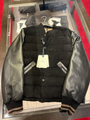 Blouson matelassé bi-matière effet cuir noir