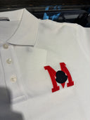 Polo piqué blanc à patch M rouge contrasté