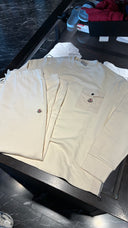 Pantalon de jogging écru minimaliste en coton premium