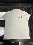 Polo zippé blanc à logo brodé contrasté