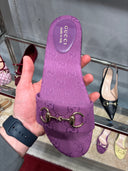 Mules monogramme Horsebit en toile jacquard violette