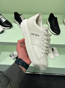 Sneakers plateforme en cuir blanc cassé