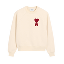Sweatshirt Beige Patch Rouge Ami de Coeur En Coton