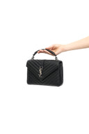 College Medium Crossbody Bag – Sac Bandoulière Femme en Cuir Matelassé Noir