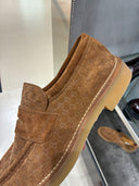 Mocassins en suède GG embossé marron cognac semelle gomme