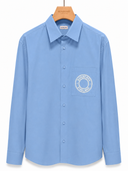 Chemise oversize bleue pervenche à logo graphique