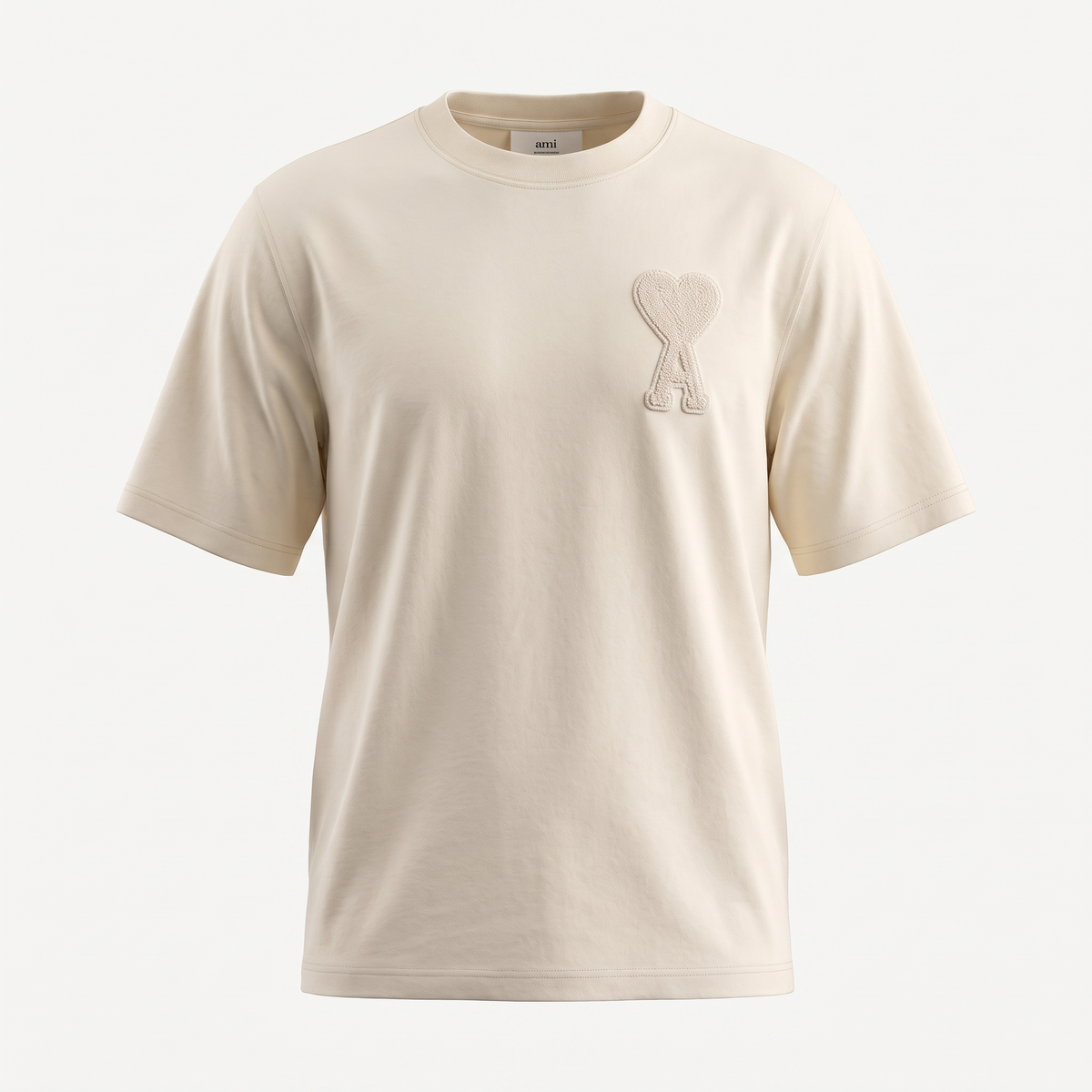 T-Shirt Beige Patch Ami de Coeur Beige En Coton – face