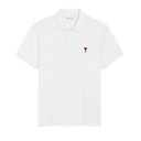 Polo Blanc Ami de Coeur Rouge en Coton