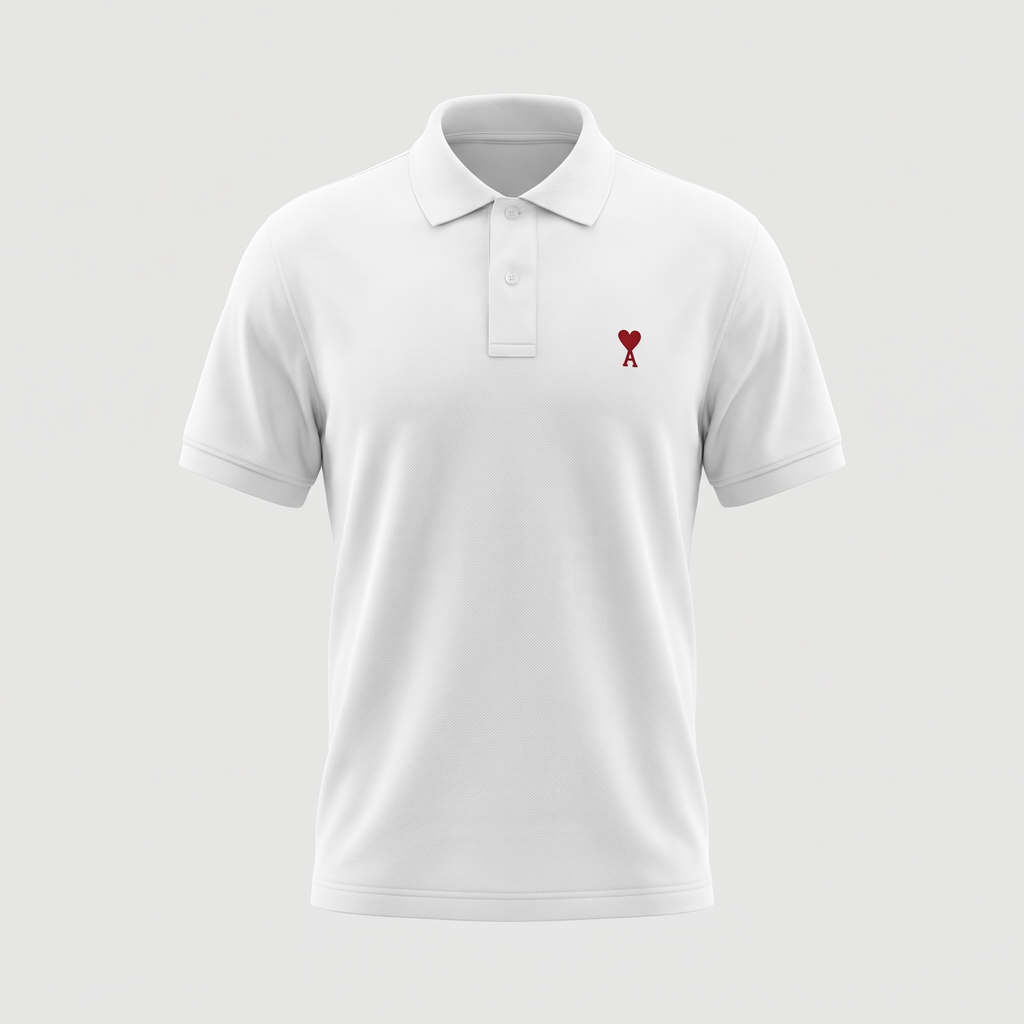 Polo Blanc Ami de Coeur Rouge en Coton – face