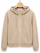 Hoodie zippé beige sable à capuche check iconique