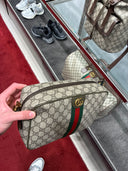 Sac bandoulière toile GG Supreme bande Web vert et rouge