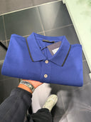 Polo en piqué de coton bleu électrique à finitions contrastées